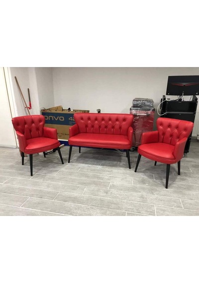 Garden House Pera Ofis Büro Bekleme Koltuk Takımı Kırmızı Renk Ahşap Ayak Kapitoneli Kırmızı Garden House Pera Ofis Büro Bekleme Koltuk Takımı Kırmızı Renk Ahşap Ayak Kapitoneli Kırmızı