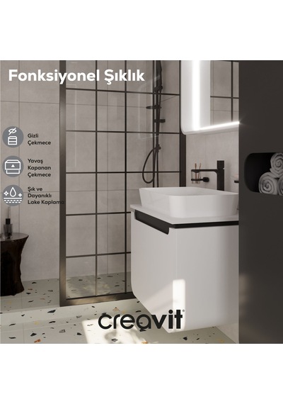 Creavit Pion Plus Lavabo Dolabı 70 Cm Mat Beyaz - Antrasit Mat Beyaz Creavit Pion Plus Lavabo Dolabı 70 Cm Mat Beyaz - Antrasit Mat Beyaz