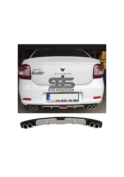 Renault Symbol Difüzör Arka Tampon Eki 4 Egzoz Çıkışlı Gri