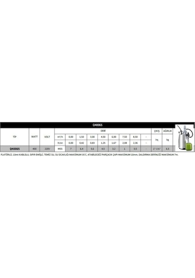 Q40065 Paslanmaz Çelik Gövdeli Dalgıç Pompa-400 Watt