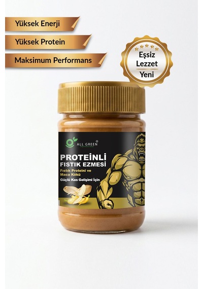 Proteinli Fıstık Ezmesi Muz Fıstık Proteini, Maca Kökü Tozu İle 325 Gr
