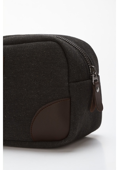 Newish Polo Erkek Kanvas Kumaş Portföy Clutch Traş Kozmetik Bakım Ve Günlük El Çantası New347 - Siyah