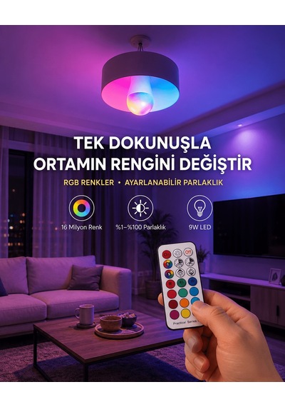 Kumanda Destekli Çok Renkli Akıllı Led Ampul Yeni Nesil - 5000 Diğer