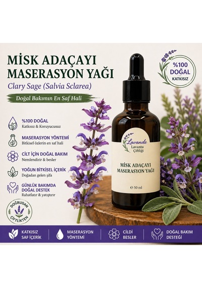 Lavande Lavanta Çiftliği Misk Adaçayı Maserasyon Yağı Masaj Yağı 50 ML