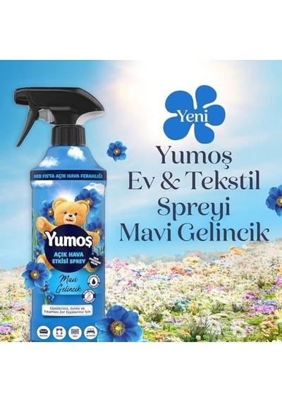 Açık Hava Etkisi Sprey Yıkanması Zor Eşyalar İçin Giysi Spreyi Mavi Gelincik 430 Ml 1000'li Set