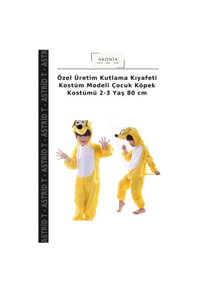 Astrid T Özel Üretim Kutlama Kıyafeti Kostüm Modeli Çocuk Köpek Kostümü 2-3 Yaş 80 Cm Çok Renkli