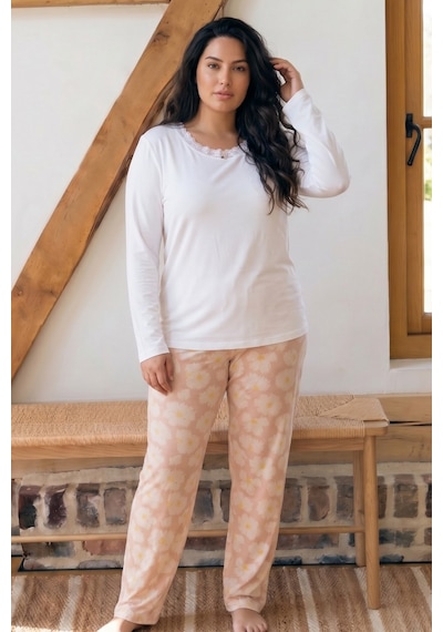 Siyah İnci Ekru Büyük Beden Battal Boy Viskon Örme Pijama Takım 26224850 Siyah İnci Ekru Büyük Beden Battal Boy Viskon Örme Pijama Takım 26224850