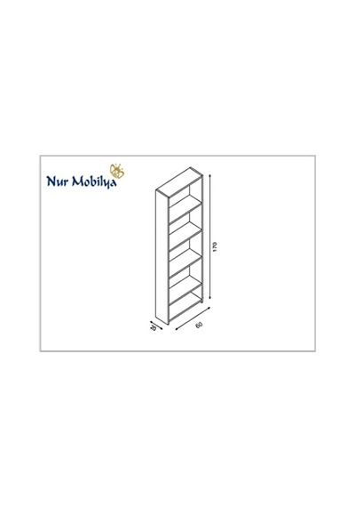 Nur Mobilya Eylül 5 Raflı Kitaplık, Atlantikçam, 170x60x20 Cm Çok Renkli Nur Mobilya Eylül 5 Raflı Kitaplık, Atlantikçam, 170x60x20 Cm Çok Renkli