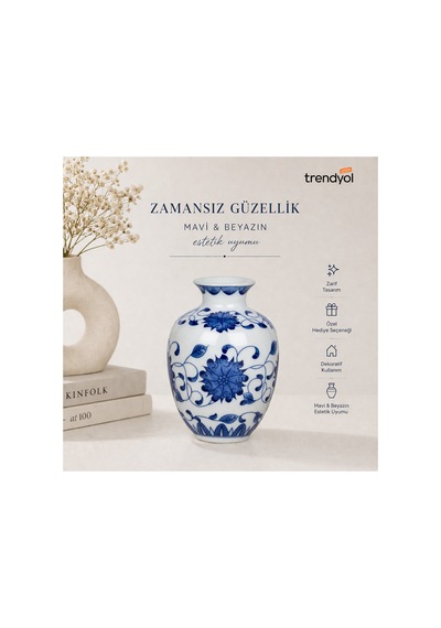 Bleu Blanc Vazo 12 Cm Çok Renkli