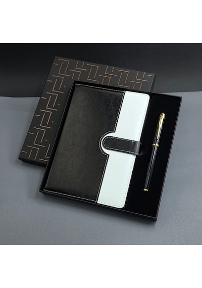 Siyah Beyaz Tarihsiz Ajanda Defter Kalem Seti