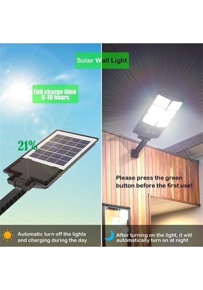 120w Güneş Enerjili Led Sokak Lambası Su Geçirmez, Sensörlü, Kumandalı