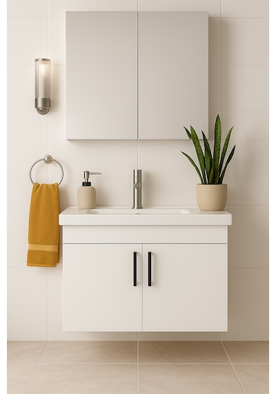 Dmz Home Concept Liventa 65 Cm Mdf Beyaz Banyo Dolabı Takımı Beyaz