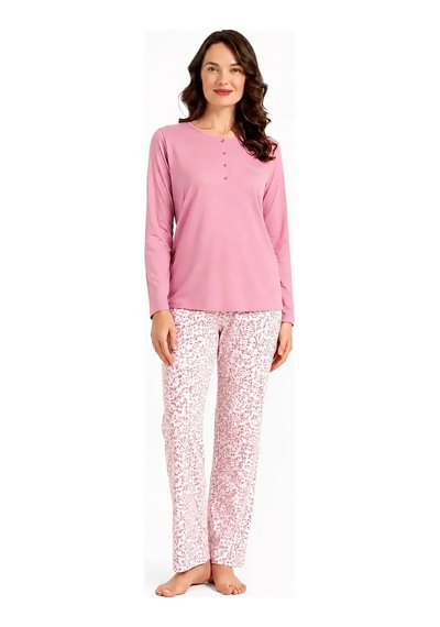 Pierre Cardin Uzun Kollu Modal Pamuk Kadın Pijama Takımı Pembe