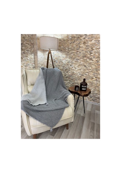 Müslin Koltuk Şalı / Tv Battaniyesi %100 Pamuk 120x180 Cm Antrasit