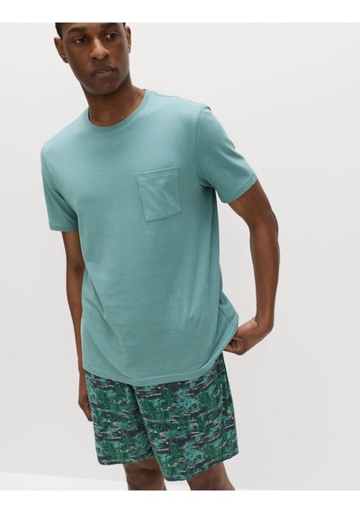 Marks & Spencer Desenli Pijama Takımı T07000100 Mavi