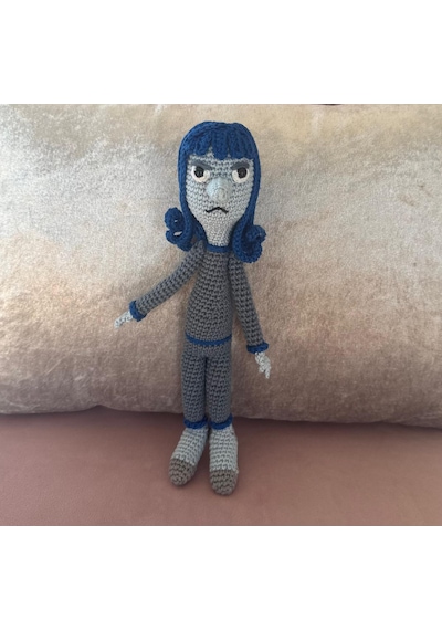 Insıde Out Bored Sıkıldım Amigurumi Oyuncak 24 Cm Gri - Mavi