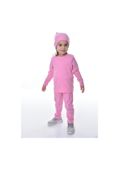 Veramoni Kız Çocuk Bereli Pamuk Uzun Kol Alt Üst Takım Pembe