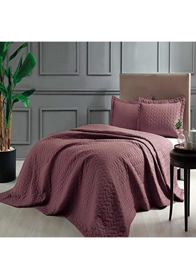 Taç Glory Kendinden Desenli%100 Polyester Yatak Örtüsü Seti, Bordo, Tek Kişilik Çok Renkli