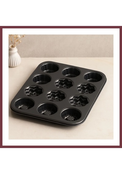 Storeşahin 12 Gözlü Metal Muffin Kek Kalıbı - Siyah Shn0720