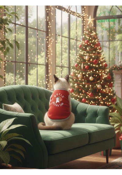 Mutlu Miyav'lar Yılbaşı Temalı Kedi Ve Köpek Kıyafeti Elbisesi Noel Tasarımlı