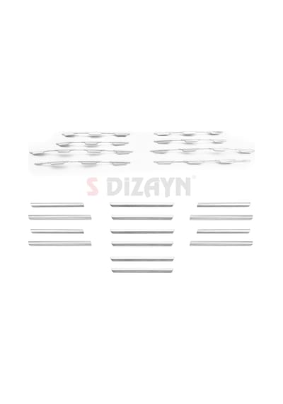 S-dizayn Fiat Egea Krom Ön Panjur Ve Tampon Çıta Seti Diamond Model 22 Prç. 2020 Üzeri Mat Krom
