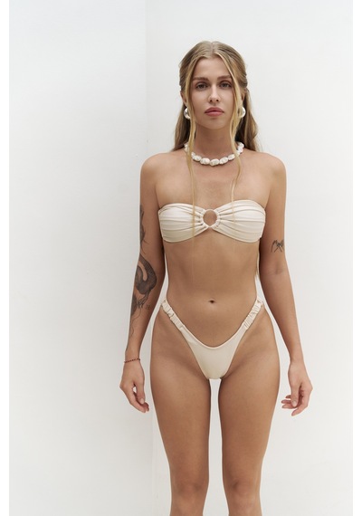 Mai Collection Mai Studios Co. Zahira Ön Halka Detay Straplez Bej Bikini Üstü Bej