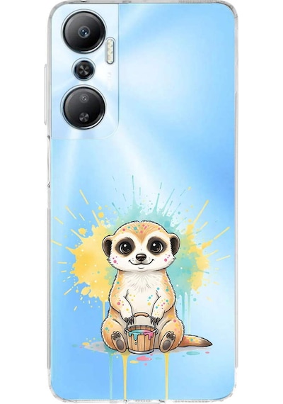 Infinix Hot 20 İle Uyumlu Splash Mirket Tasarımlı Şeffaf Silikon Kılıf Şeffaf