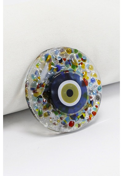 El Yapımı Kırıntılı Cam Nazar Boncuklu Magnet, Hediyelik Mıknatıs