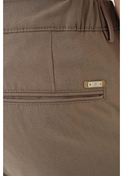 Efor Comfort Fit Beli Lastikli Dokulu Koyu Bej Jogger Pantolon P 1186 K.Bej