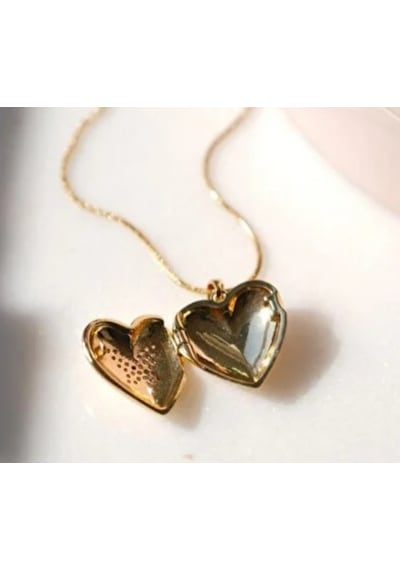 Beren Aksesuar Stainless Steel Çelik Kapaklı Kalp Kolye Gold