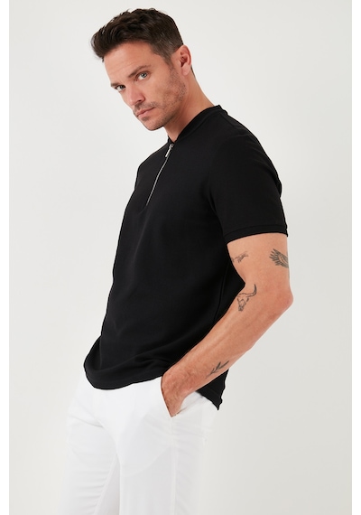 Buratti Pamuklu Regular Fit Yarım Fermuarlı Erkek T Shirt 5902653 Siyah