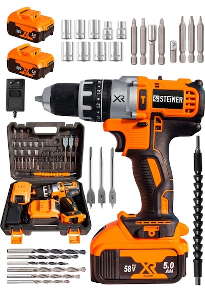 Steiner XR 58 V 5Ah Trnc Li-ion Çift Akülü Şarjlı Vidalama Matkap + Pro Set
