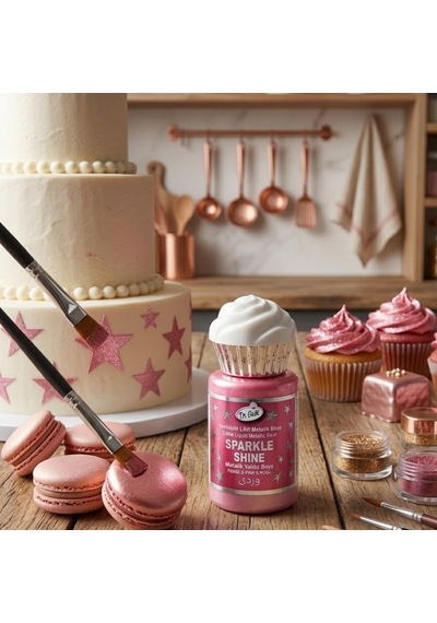 Dr. Gusto Sparkle Sıvı Metalik Boya Pembe Yenilebilir Pasta Ve Tatlı Dekor Boyası