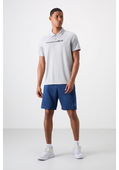 Tommy Life Gri Polyester Nefes Alan Dokulu İnce Esnek Standart Fit Polo Yaka Erkek Performans T-shirt - 88393 Gri