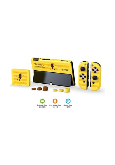 Switch Oled 3in1 Standlı Rnkli Kılıf Analog Yükseltici Ve Koruyucu Kart Kutusu Sarı