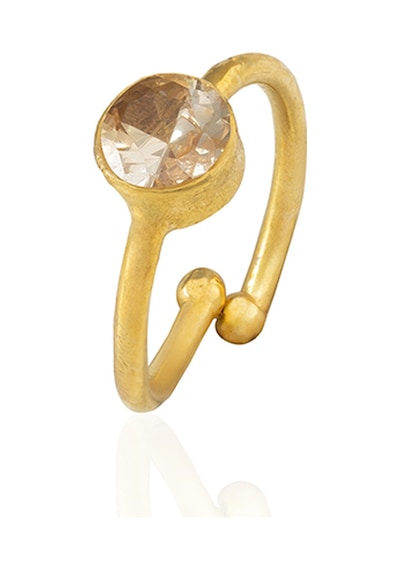 Kadir Jewellery 22 Ayar Altın Kaplama Zirkon Taşlı Ayarlanabilir Kadın Minimal Yüzük Turuncu 06469816