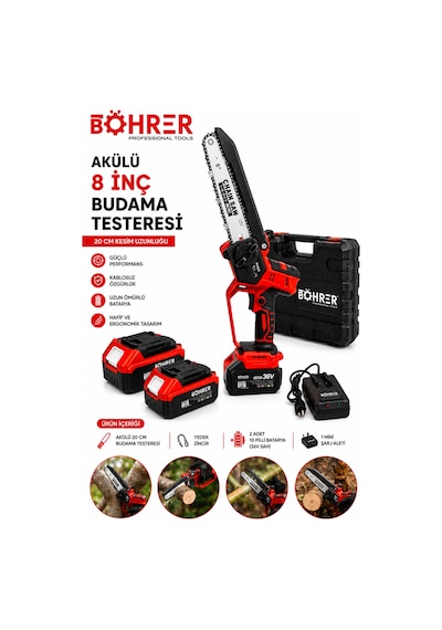 Böhrer Ba011400 Çift Akülü Dal Budama Testeresi - 36v 5ah