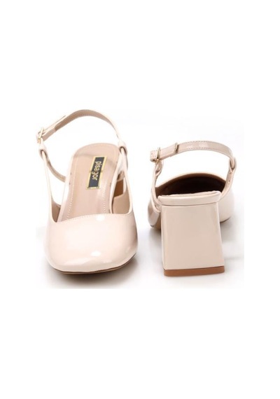 Pisagor Ps-33330 Kadın Klasik 6 Cm Topuklu Ayakkabı Krem
