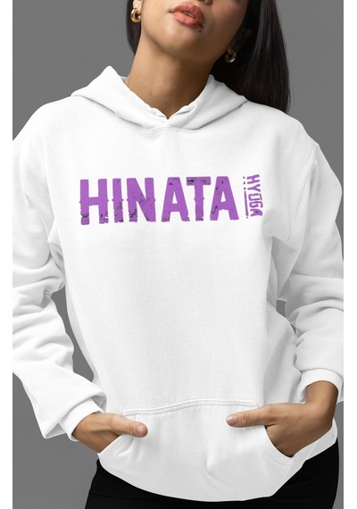 Sevbano Hinata Hyuga Naruto Anime Sırt Baskılı Unisex Oversize Penye Hood beyaz