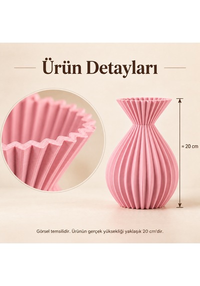 Ahenk Serisi Dekoratif Vazo 20 Cm Kuru Çiçek Ve Pampas Vazosu Pembe