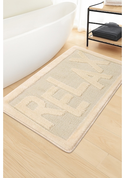 Doğal Kaymaz Taban Banyo Paspas Uzun Ömürlü Yumuşak Dokulu Su Emici Yıkanabilir Relax 60x100 Krem