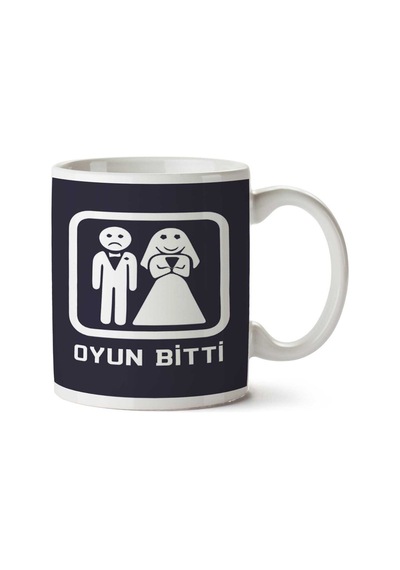 Oyun Bitti Game Over İki Tarafı Baskılı Kupa Bardak Çok Renkli