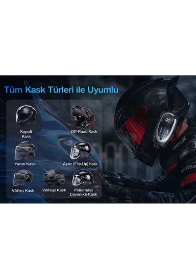 Motorsiklet Kask Için Interkom & Kamera 1080p Kayıt, 500 M Interkom, Ipx6 Su Geçirmez, Uzun Pil Ömrü