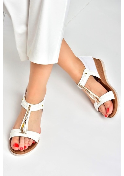 Fox Shoes Beyaz Alçak Tabanlı Günlük Kadın Sandalet M258315709