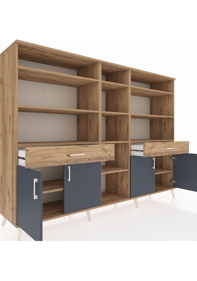 Hyperion Dolap 12 Raflı 2 Çekmeceli 4 Kapaklı 220x44x163 Çam-antr Çam-antrasit/çam Hyperion Dolap 12 Raflı 2 Çekmeceli 4 Kapaklı 220x44x163 Çam-antr Çam-antrasit/çam