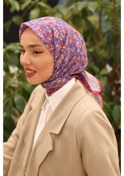 Silk Home Karanfil Desen Soft Pamuk Eşarp Eflatun