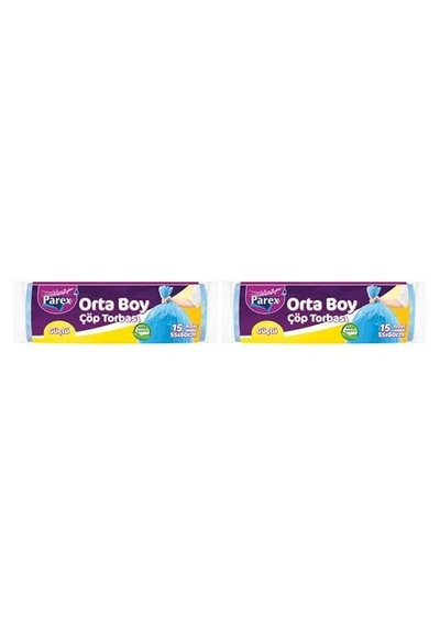 Orta Boy Çöp Torbası 55x60cm 15'li 2li Paket