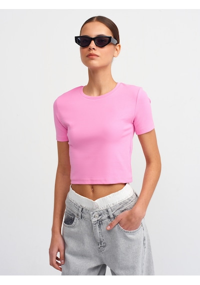Dilvin Crop T-shirt 101a30124 Pembe