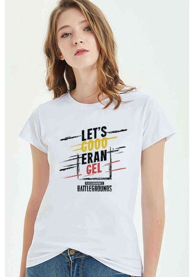 Pubg Lets Erangel Playerunknowns Baskılı Beyaz Kadın Tshirt (534309745)