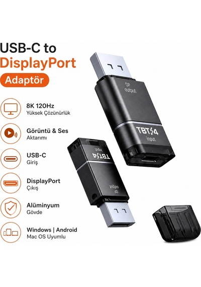 Thunderbolt 4 Type-c To Displayport Dp Adaptör 8k 120hz Görüntü Ve Ses Aktarımı